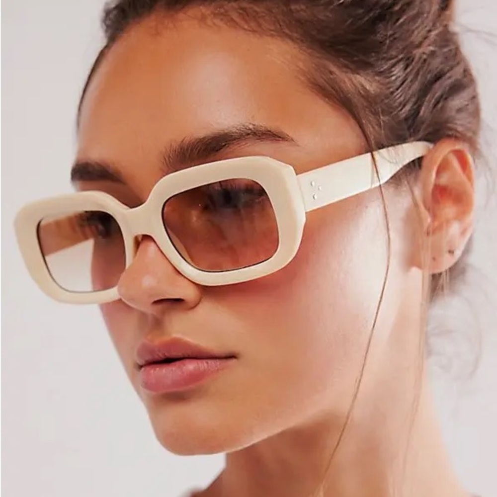 Free people dig deeper oversized Cream Square Sunglasses